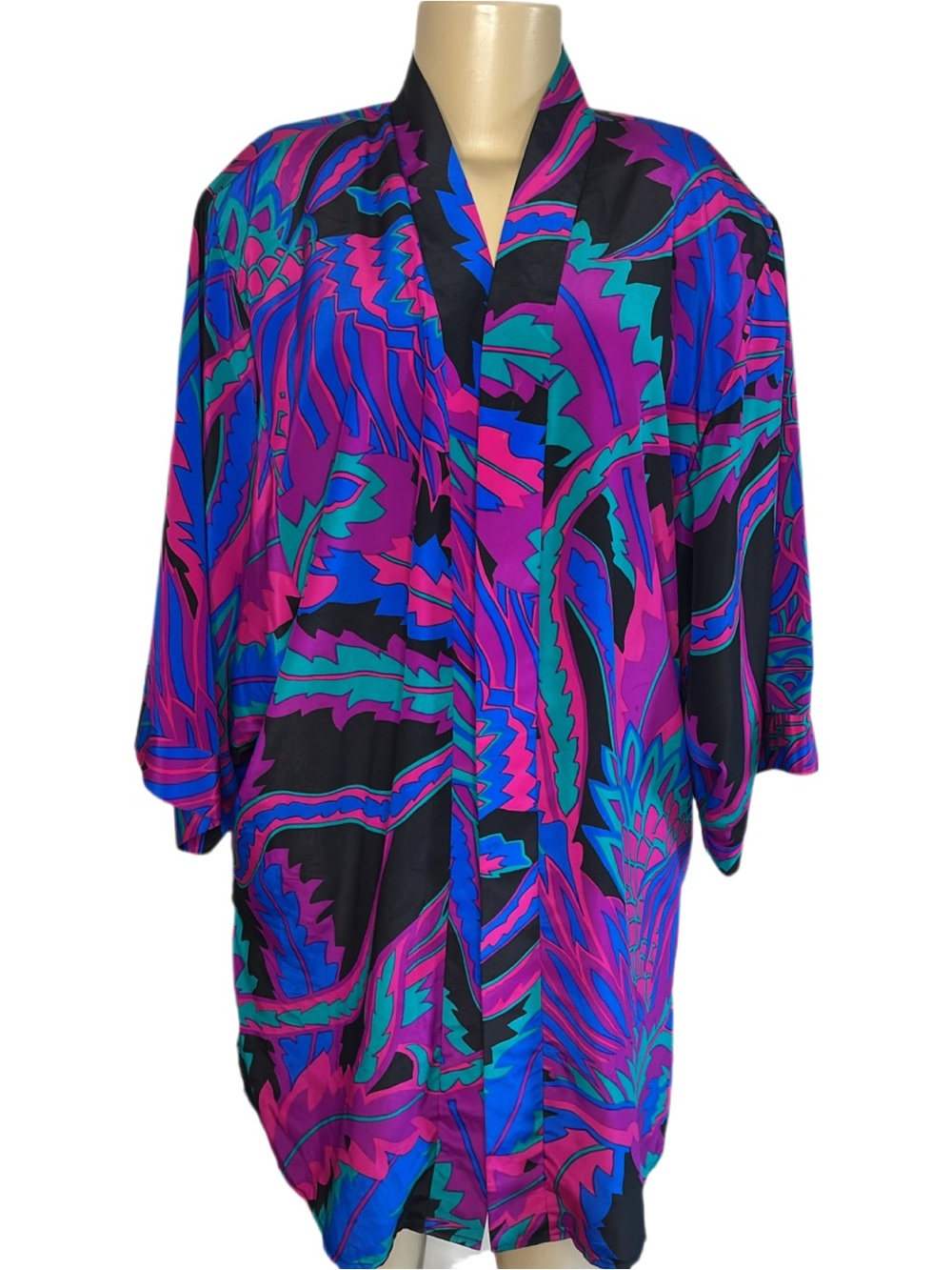 Vintage 80s Stephanie Thomas Sport Colorful Abstract Duster